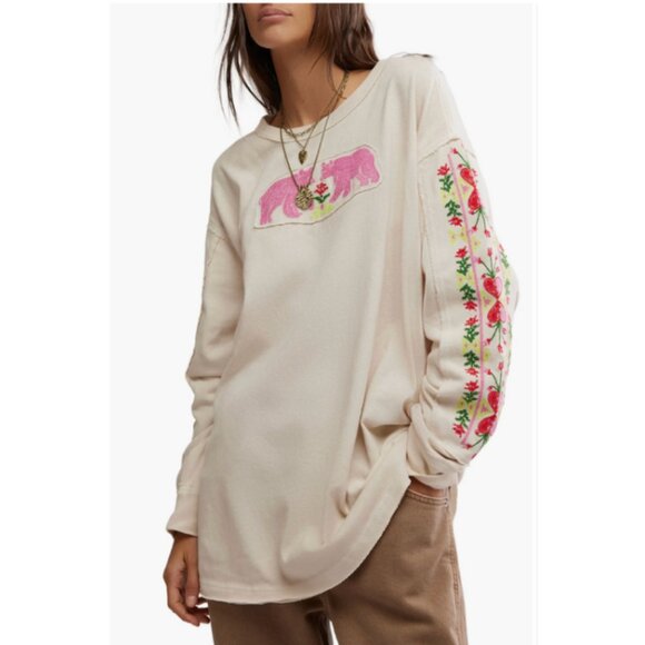 Free People All My Heart Embroidered Tee 🩷 XS - Picture 2 of 11